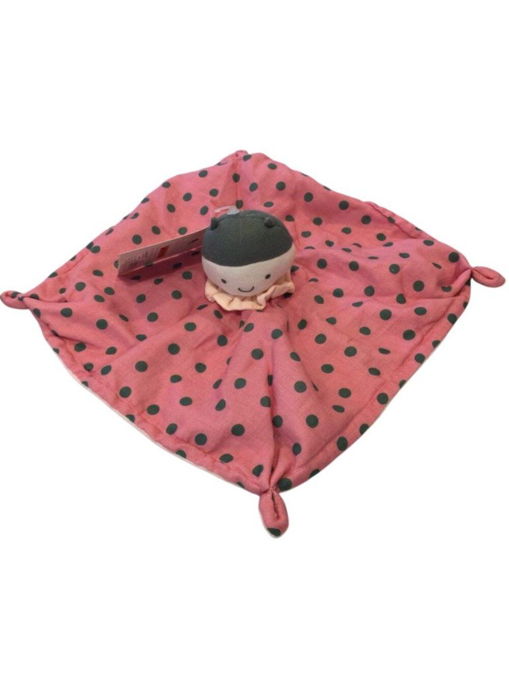 Cloud Island Mauve Knit Head Doll Security Blanket Polka Dot Pink